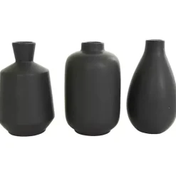 Black Ceramic Contemporary Vases, Set of 3