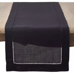 Black Classic Hemstitch Border Polyester Runner