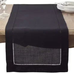 Black Classic Hemstitch Border Polyester Runner