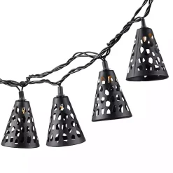 Black Cutout Cone Outdoor String Lights