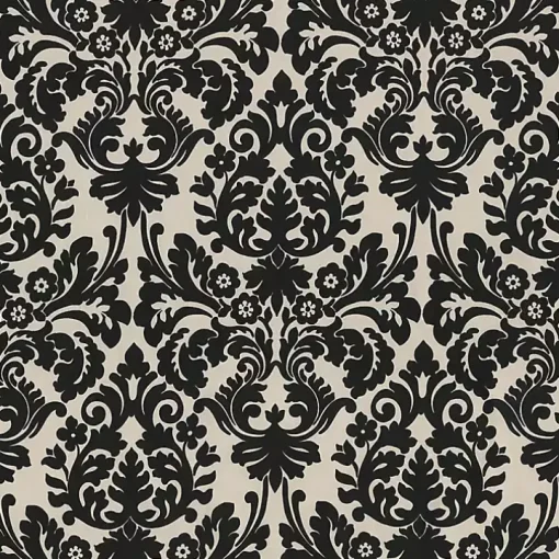 Black Damask Tufted Outdoor Settee Cushion