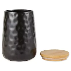 Black Dimpled Bamboo Canisters, Set of 2