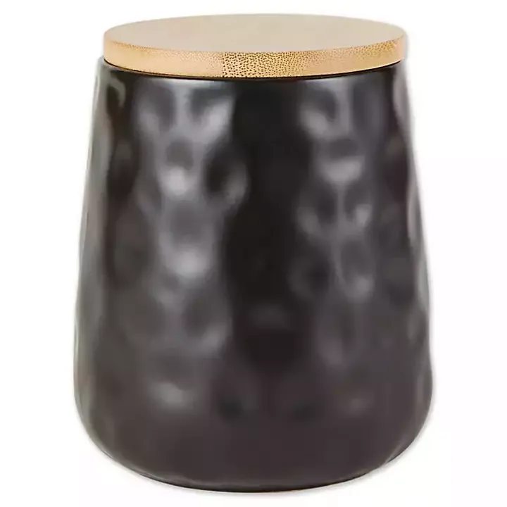 Black Dimpled Bamboo Canisters, Set of 2
