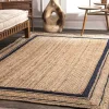 Black Double Border Braided Jute Area Rug, 5x8