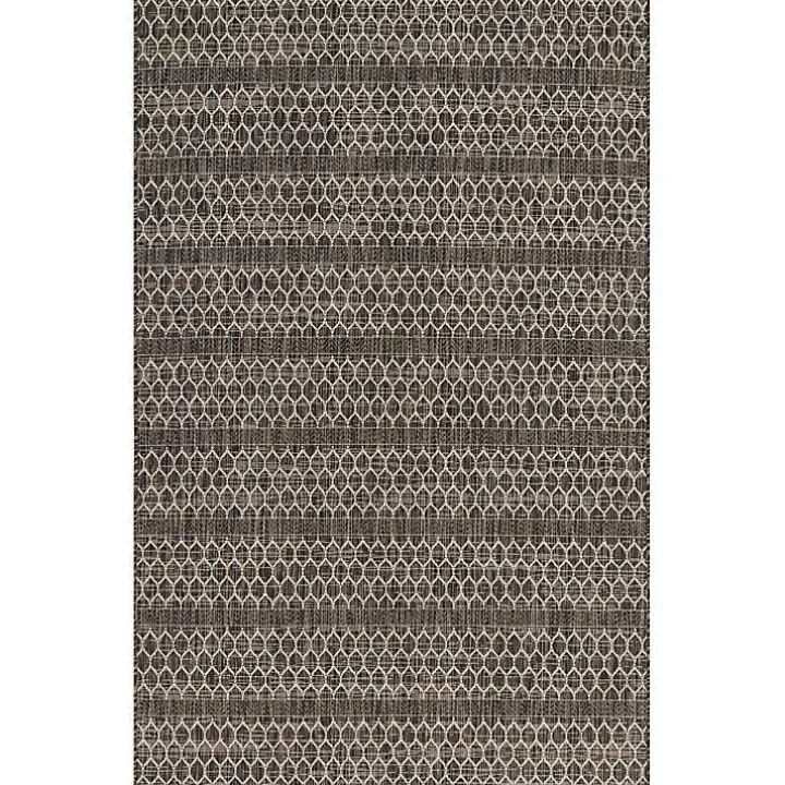Black Eyelet Pattern Outdoor Area Rug, 5x7