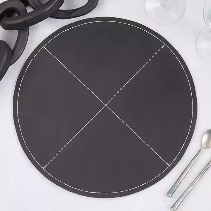 Black Faux Leather Placemats, Set of 4