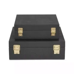 Black Faux Shagreen 2-pc. Square Decorative Boxes