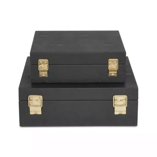 Black Faux Shagreen 2-pc. Square Decorative Boxes