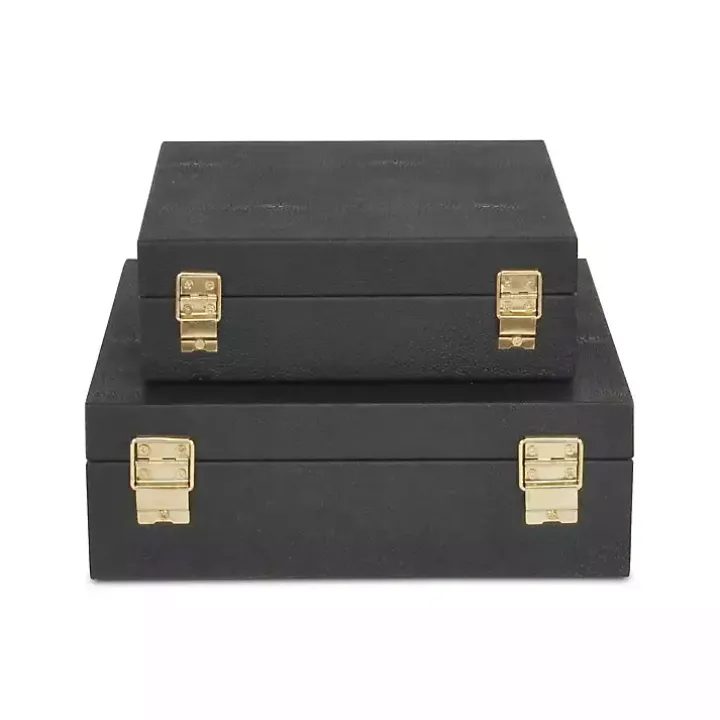 Black Faux Shagreen 2-pc. Square Decorative Boxes