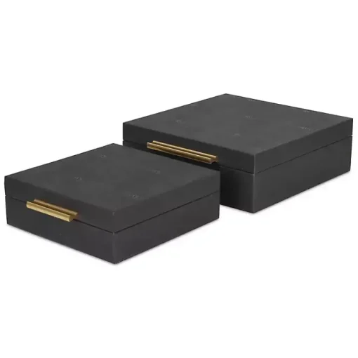 Black Faux Shagreen 2-pc. Square Decorative Boxes