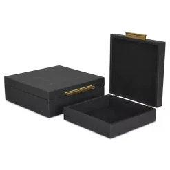 Black Faux Shagreen 2-pc. Square Decorative Boxes