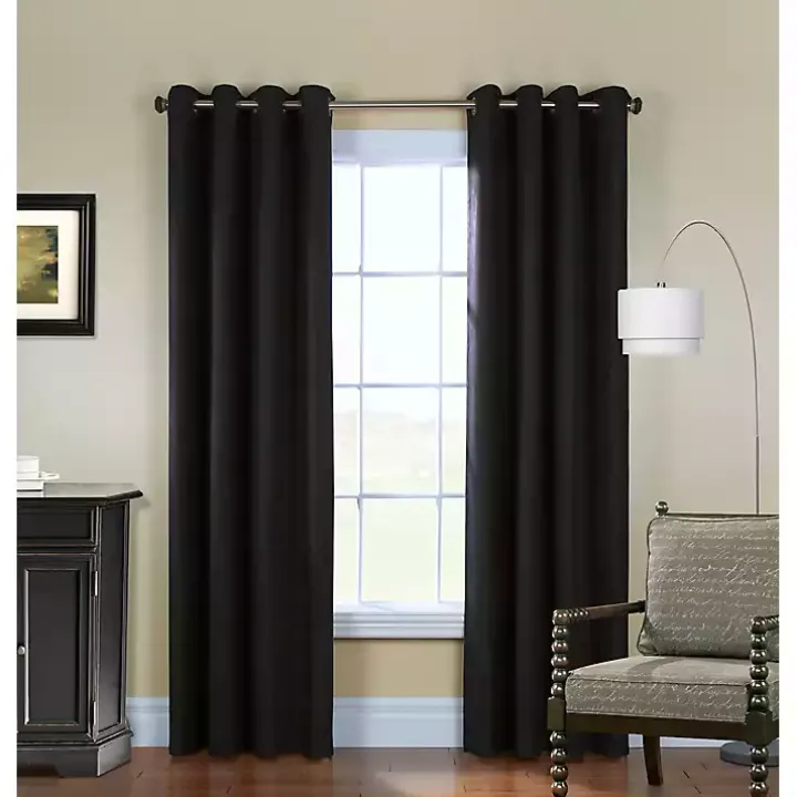 Black Faux Suede Blackout Curtain Panel, 95 in.