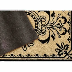Black Fleur De Lis Monogram P Doormat