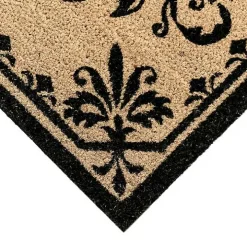 Black Fleur De Lis Monogram M Doormat