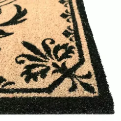 Black Fleur De Lis Monogram D Doormat
