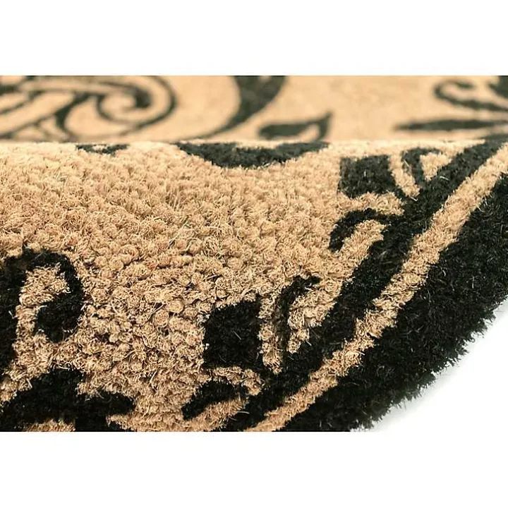 Black Fleur De Lis Monogram P Doormat