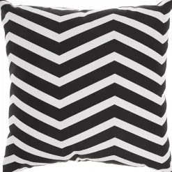 Black Floral Chevron Outdoor Throw Pillow