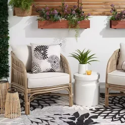 Black Floral Chevron Outdoor Throw Pillow