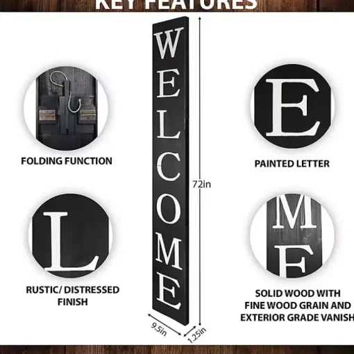 Black Foldable Welcome Porch Board