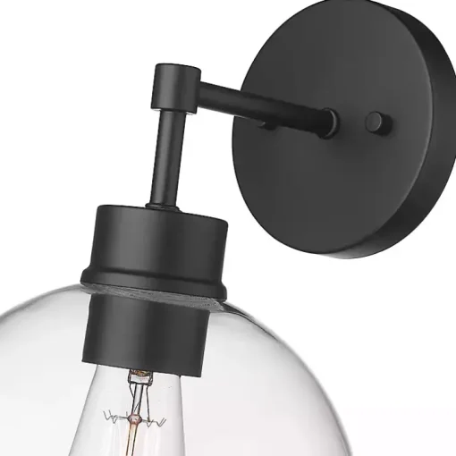 Black Glass Orb Outdoor Sconce Light