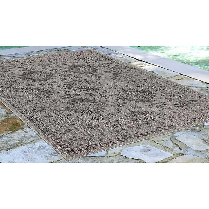 Black Harris Botanical Outdoor Rug, 7x9