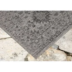 Black Harris Botanical Outdoor Rug, 7x9