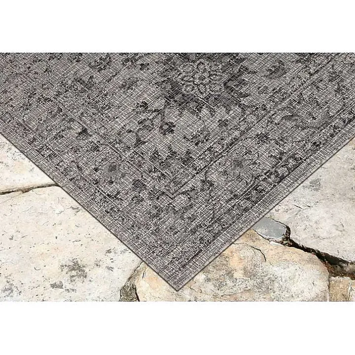 Black Harris Botanical Outdoor Rug, 7x9