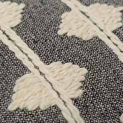 Black Heathered Embroidered Diamond Throw Pillow