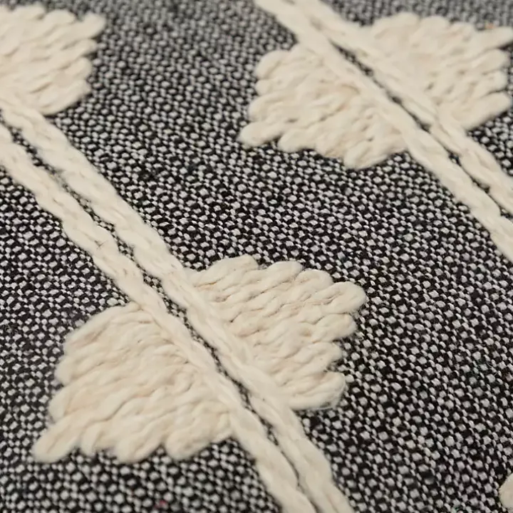 Black Heathered Embroidered Diamond Throw Pillow