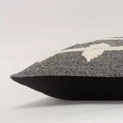 Black Heathered Embroidered Diamond Throw Pillow