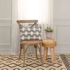 Black Heathered Embroidered Diamond Throw Pillow