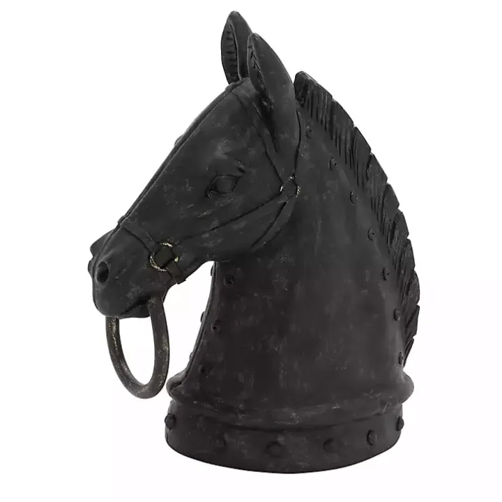Black Horse Head Statue, 12 in.