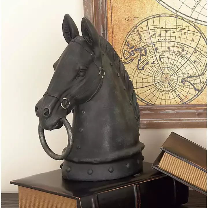 Black Horse Head Statue, 12 in.