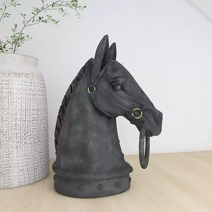 Black Horse Head Statue, 12 in.