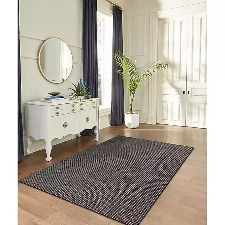 Black Intertwine Indoor/Outdoor Area Rug, 4x7
