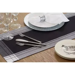 Black Long Stripe Bordered Table Runner, 72 in.