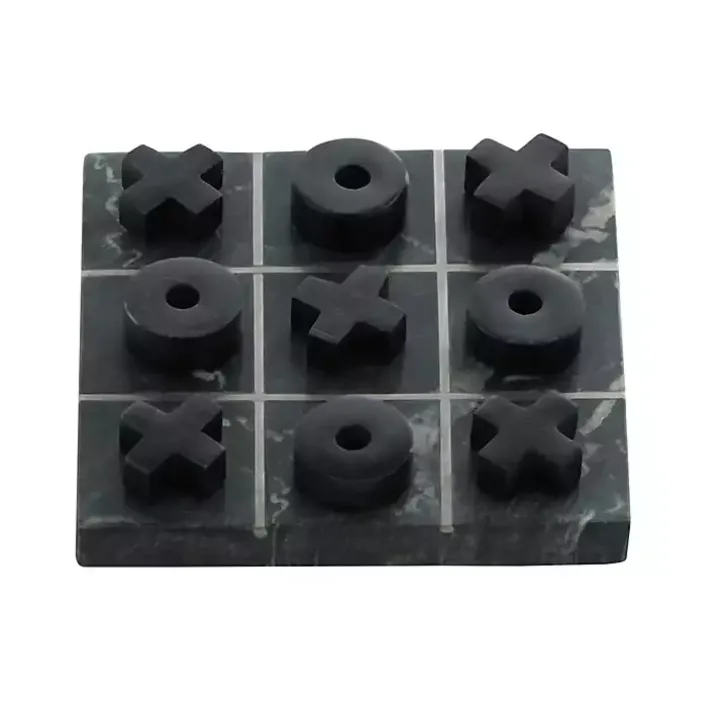 Black Marble Tic Tac Toe Board