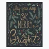Black Merry and Bright Greenery Canvas Art Print
