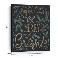 Black Merry and Bright Greenery Canvas Art Print