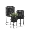 Black Metal Basket Weave Planters, Set of 3