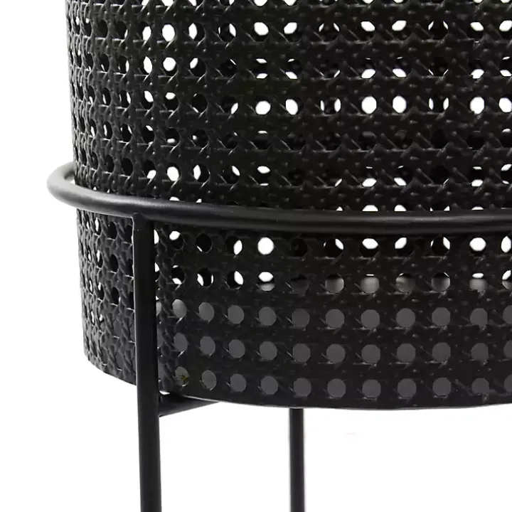 Black Metal Basket Weave Planters, Set of 3