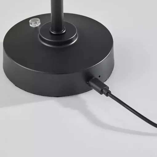 Black Metal Cone Shade Cordless Table Lamp