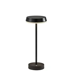 Black Metal Disc Frosted Light Cordless Table Lamp