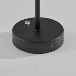 Black Metal Disc Frosted Light Cordless Table Lamp