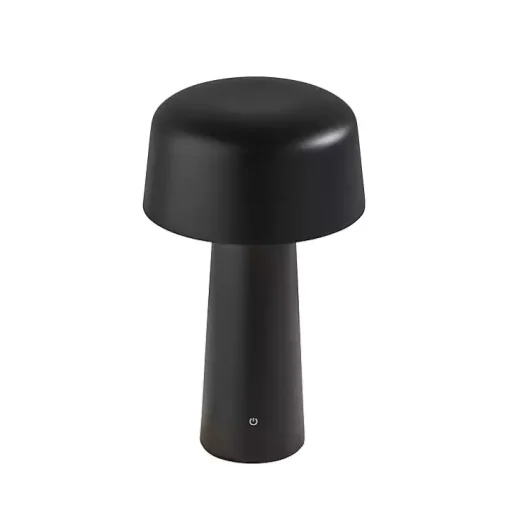 Black Metal Dome Frosted Light Cordless Table Lamp