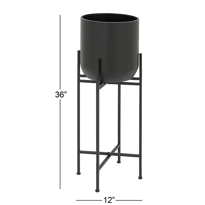 Black Metal Dome Planter with Stand, 36 in.