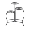 Black Metal Floral 3-Tier Plant Stand