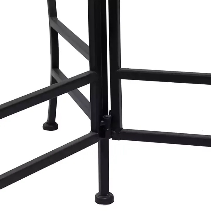 Black Metal Floral 3-Tier Plant Stand