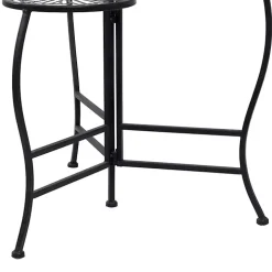 Black Metal Floral 3-Tier Plant Stand