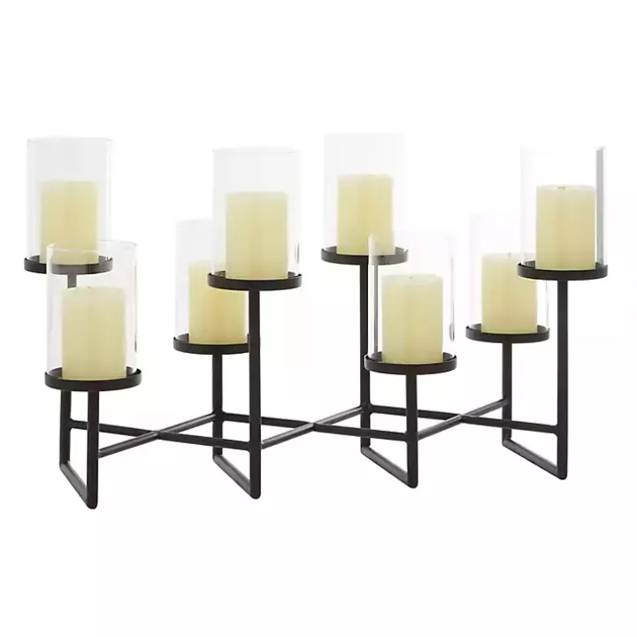 Black Metal Multi Level Candelabra Runner